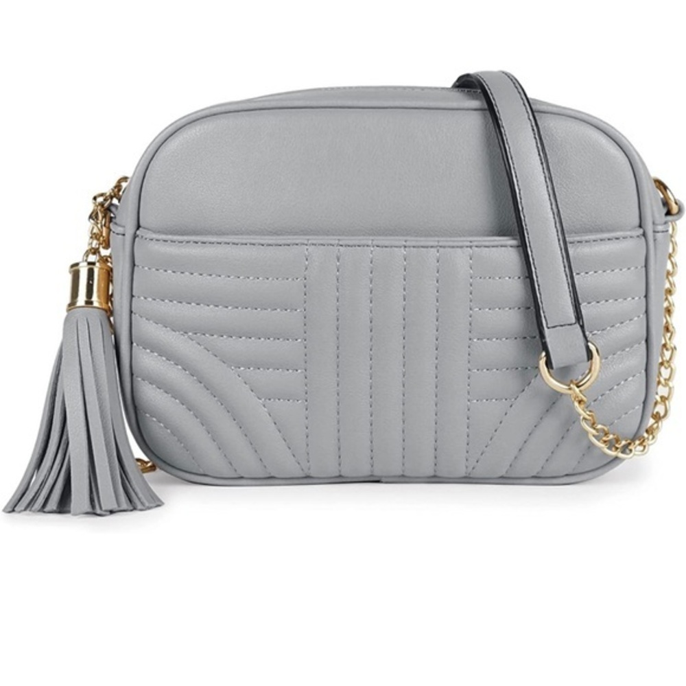 NWT EVV light gray, Crossbody bag, gold accents